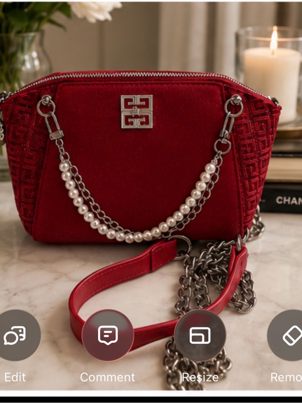 Red Givenchy Parfum Upcycled Purse
